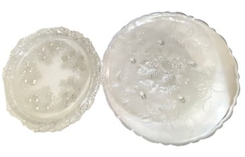 Two Large Glass Christmas Platters