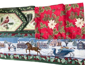 Three Vintage Christmas Table Runners