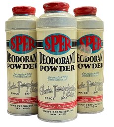 Three Tins 1930s 'Sper' Deodorant Powder By Viviny Perfumers