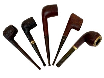 Collection Of Five Vintage Wooden Tobacco Pipes