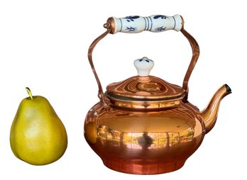 Vintage Decorative Copper & Delft Teapot