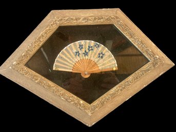 Antique Fan In Deep Frame With Gilt