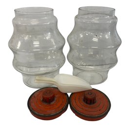 Pair Of Antique Glass Canisters