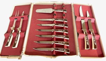 Vintage Mid Century Sheffield English Stainless Steel Knife Set - 11 Pieces