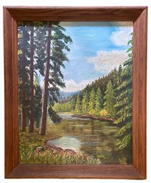 Signed Vintage Oil On Board Forest Painting By Russian Artist