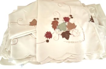 Banquet Bounty - Seven Embroidered Tablecloths With A Leaf Motif