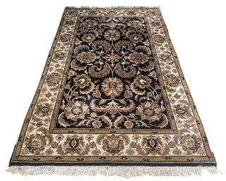 Quality Black & Gold Wool Oriental Carpet 8' X 5'