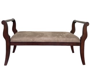 Handsome Wood Bench With Microfiber Seat