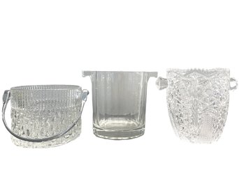 Three Vintage Petite Glass Ice Buckets