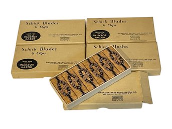 Five Boxes 1930s SCHICK Razor Blades- Original Packaging From Retail Chain