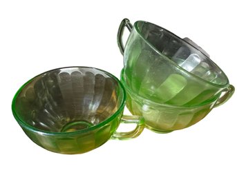 3 Uranium Glass Tea Cups