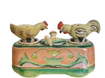 Antique Japanese Nodder Salt  & Pepper Set 'Bobbing Chickens' (K)