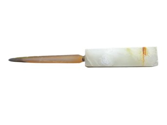 Beautiful Mid Century Letter Opener With Marble Handle