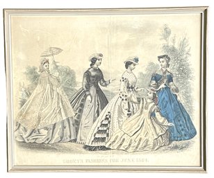 Antique Reproduction Print 'Godey's Fashion For June 1864'