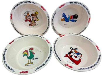 Set Of Four Melamine Kellogg's Cereal Bowls Circa 1995
