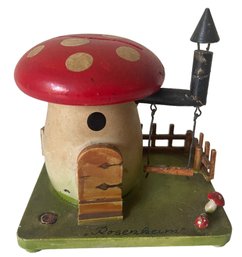 Cute Vintage German Wood Mushroom Bank By Hedo