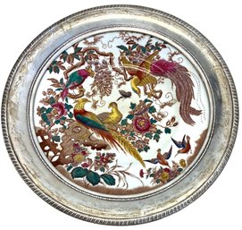 Vintage Sterling Framed Royal Crown Derby Porcelain Plate