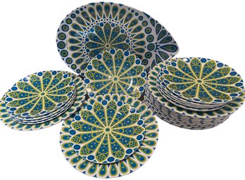 25 Piece Set Of Jonathan Adler Melamine Plates And Platter