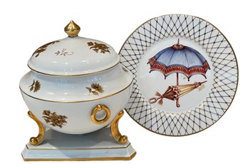 Am Antique Porcelain Bowl & Goddinger Plate