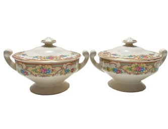 Antique Clemens Fine China'Mildred' Covered Vegetable Bowls Circa 1920