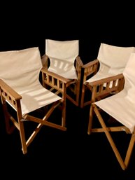 Byer Of Main Pangea Collection Teak And Canvas Folding Campaign  Chairs