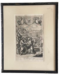 Engraving 'The Beheading Of St. John Baptist And The Miracle Of Ye Loaves.' By G. Freman (DL)