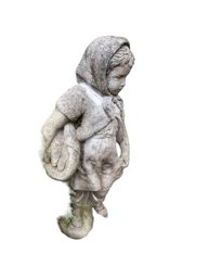 Heavy Cement Garden Statue Small Girl With Kerchief