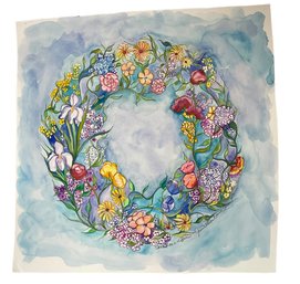 Jeanette Kuvin Oren Original Art 'Huppah' (Floral Wreath)