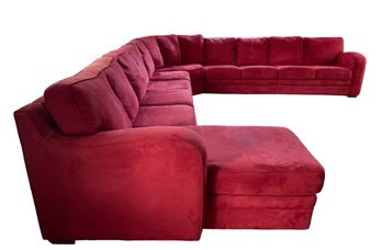 Large Six Piece Red Sectional Seating