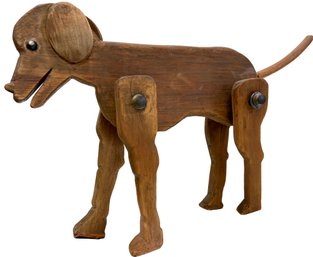 Vintage Wooden Handmade Posable Dog Figure 20' X 4' X 13'