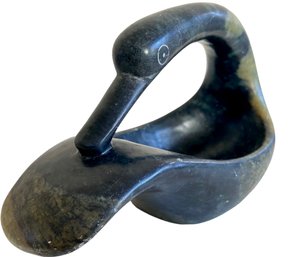 Vintage Stone Inuit Bird Bowl 11' X 4.5' X 6.5'