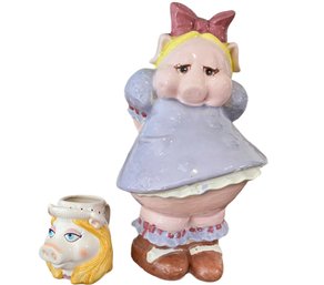 Two Vintage Miss Piggy Ceramic Items