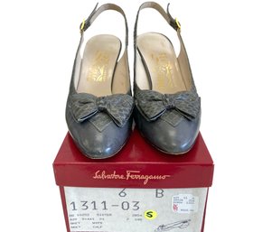 Salvatore Ferragamo Grey Leather Slingback Pump Size 6 (S)
