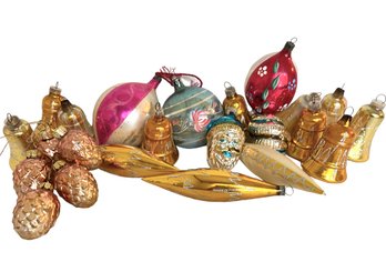 Eighteen Vintage Mercury Glass Christmas Ornaments