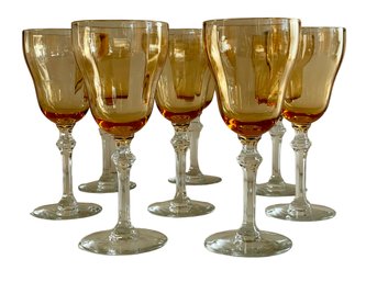 Eight Vintage Amber-colored Glasses