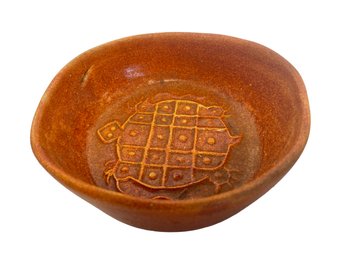 Signed Glazed Apache Terracotta Turtle Bowl From Casa Grande