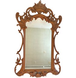 Vintage French Rococo Carved Wood Wall Mirror 26.5' X 2' X 43'