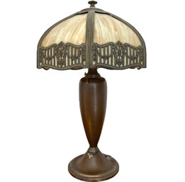 Antique Slag Glass Table Lamp 24'