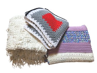 Three Hand Crocheted Granny Throws