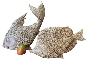 Pair Of Vintage MCM Italian Pottery Fish
