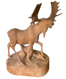 Hand Carved Wooden Moose