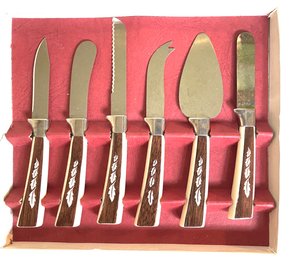 Vintage Sheffield English Stainless Steel Cheese Server  Set - 6 Pieces