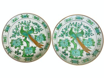Pair Of Vintage Japanese Gold Imari Hand Painted Porcelain Plates