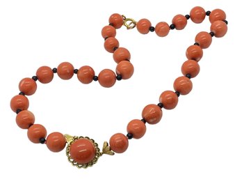 Coral Beads And 18K Necklace