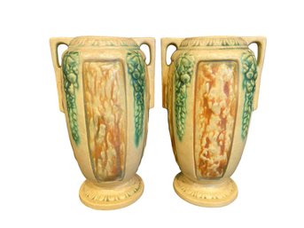 A Pair Of Vintage Roseville 'Florentine' Vases