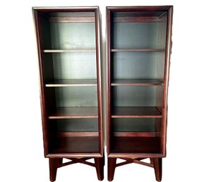 A Pair Of Espresso Wooden Bookcases