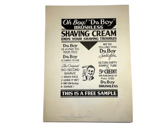 1930s OH BOY SHAVING CREAM Advertising Card