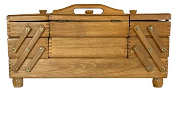 Cantilever Wooden Sewing Box