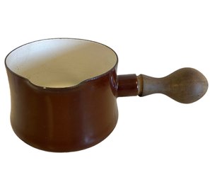 Vintage Dansk Kobenstlye Enamel Butter Warming Pan With Wood Handle