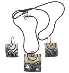 Sterling Silver Pendant With Chain And Matching Earrings
